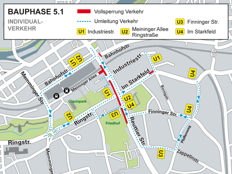 Baustellenplan Reuttier Straße / Bauphase 5.1 