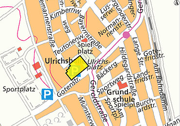Stadtplan Stadtplan mit markiertem Grundstück an der Gotenstraße
