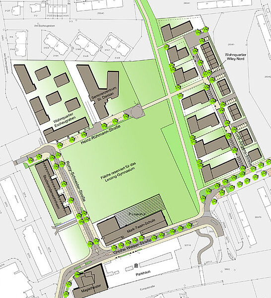 Das Foto zeigt den städtebaulichen Entwurf des Quartiers Wiley-Nord.
