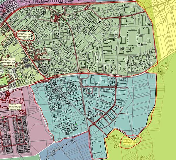 Übersichtsplan der Neu-Ulmer Gewerbegebiete