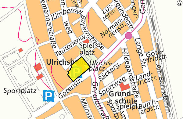 Ortsplan von Gerlenhofen mit markiertem Plangebiet des Grundstücks "Alte Halle"