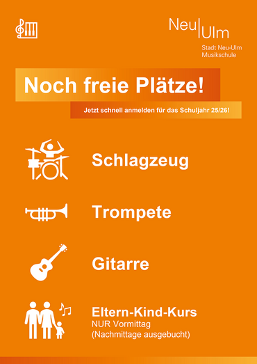 Noch freie Plätze! Schlagzeug - Trompete - Eltern-Kind-Kurs - Gitarre