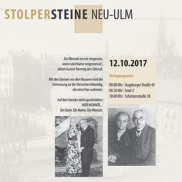 Flyer zur 3. Stolperstein-Verlegung in Neu-Ulm am 12.10.2017
