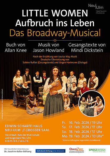Plakat zum Musical „Little Woman“ der Musikschule Neu-Ulm