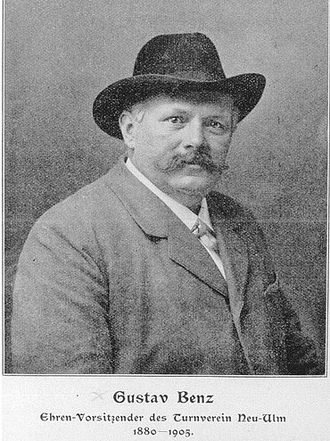 schwarz-weißes Portraitbild von Gustav Benz