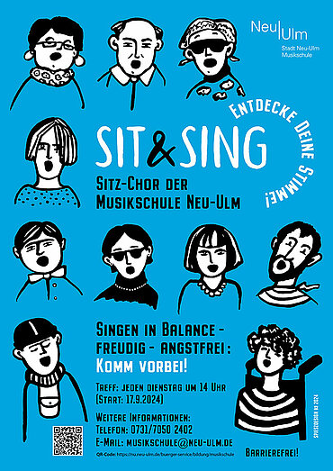 Plakat „Sit & Sing“ - Sitz-Chor der Musikschule Neu-Ulm