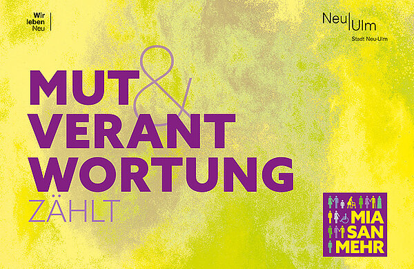 gelbe Postkarte mit dem Schriftzug MUT&VERANTWORTUNG