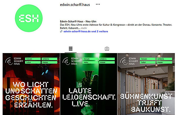 Ausschnitt von der Instagram-Profilseite des Edwin-Scharff-Hauses
