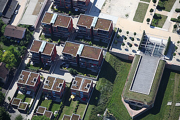 Luftbild vom Quartier Wohnen am Glacispark
