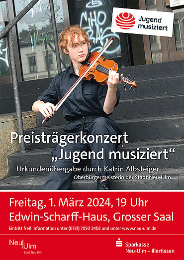 Plakat zum Preisträgerkonzert „Jugend musiziert“ am 1. März