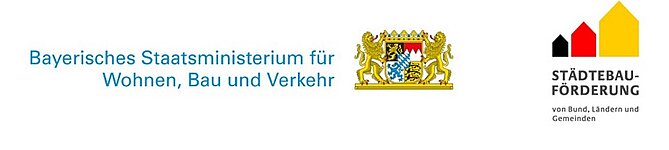 Logos Bayerisches Staatsministerium für Wohnen, Bau und Verkehr und Logo Städtebauförderung