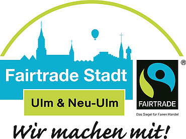 Gemeinsames Logo Fairtrade Stadt Ulm & Neu-Ulm "Wir machen mit!"