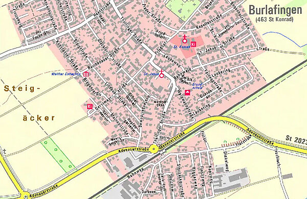Ortskarte von Burlafingen