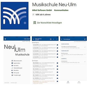 Ausschnitt von der App "Musikschule Neu-Ulm"