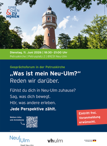Plakat "Was ist mein Neu-Ulm?" am 11. Juni 2026