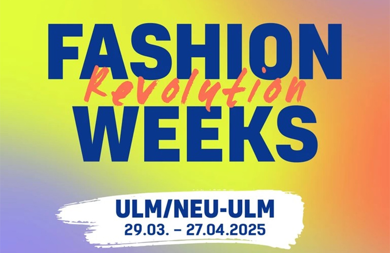 Banner mit Text: Fashion Revolution Weeks Ulm/Neu-Ulm 29.03.- 27.04.2025