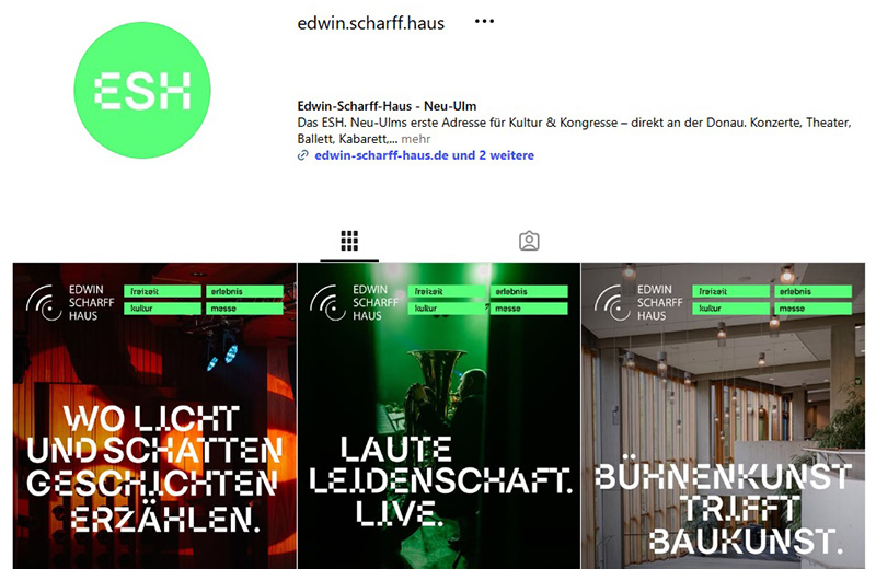 Ausschnitt von der Instagram-Profilseite des Edwin-Scharff-Hauses