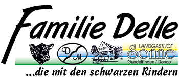 Logo Familie Delle mit Schriftzug Landgasthof Sonne ...die mit den schwarzen Rindern