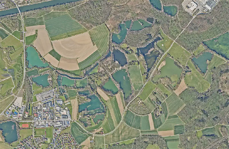 Luftbild von Burlafingen mit der Maybachstraße