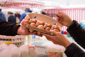 Eier-Verkauf auf dem Wochenmarkt