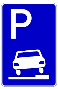 Verkehrsschild Halbes Parken auf dem Gehweg