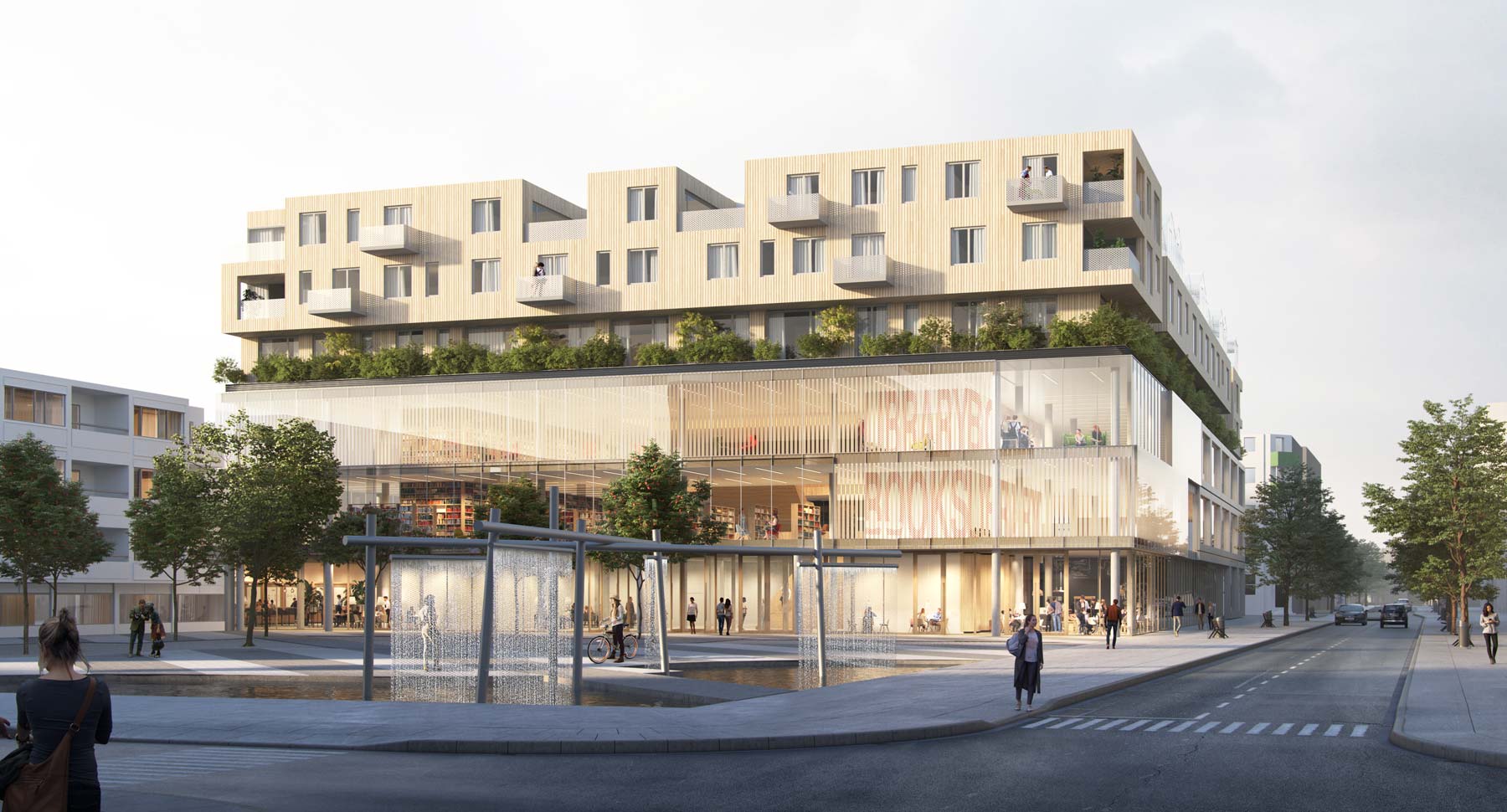 Die Visualisierung zeigt das geplante neue Gebäude "Heiners" am Heiner-Metzger-Platz in Neu-Ulm.