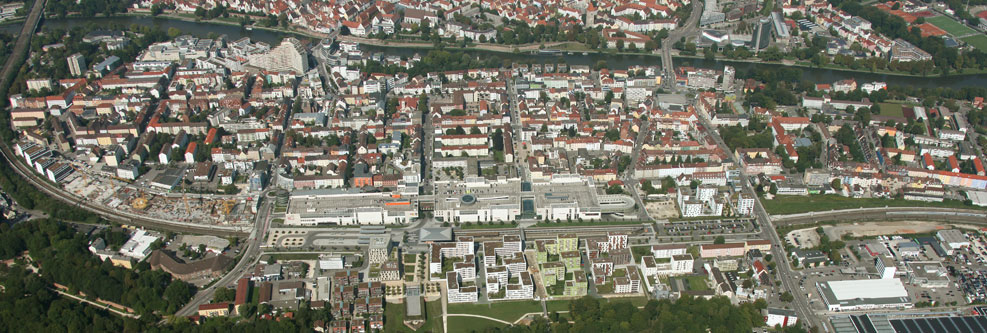 Luftaufnahme von der Neu-Ulmer Innenstadt